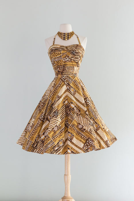 Fabulous 1950's Cotton Hawaiian Sun Dress by Maile / S