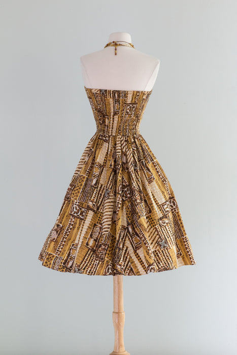 Fabulous 1950's Cotton Hawaiian Sun Dress by Maile / S