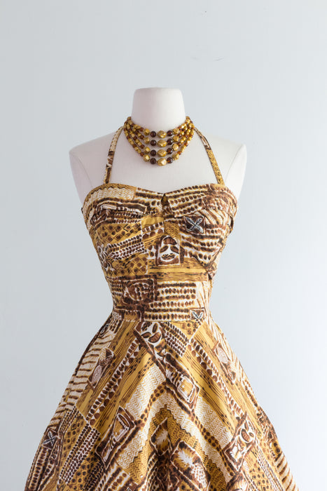 Fabulous 1950's Cotton Hawaiian Sun Dress by Maile / S