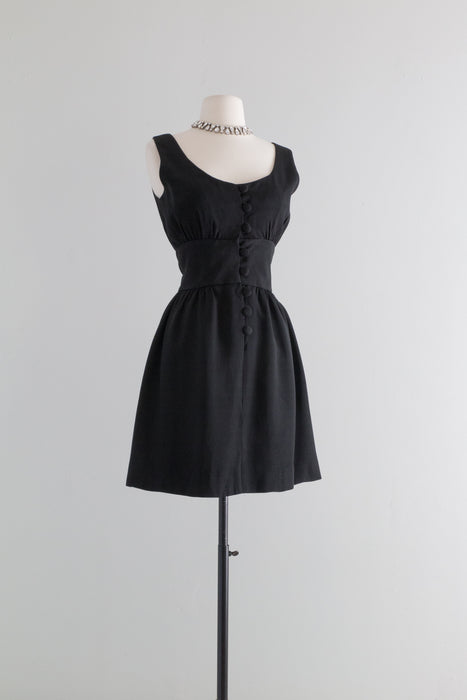 1960's Audrey Inspired Little Black Cocktail Dress / Small