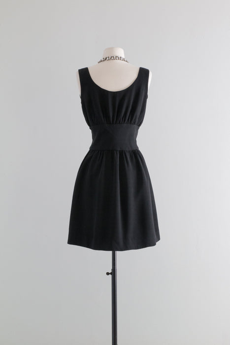 1960's Audrey Inspired Little Black Cocktail Dress / Small