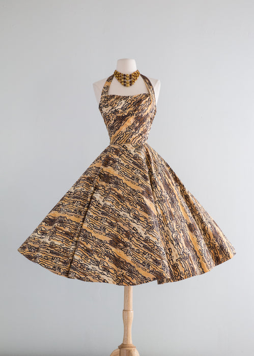 Fabulous 1950's Ceil Chapman Summer Halter Dress / Small
