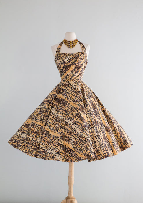 Fabulous 1950's Ceil Chapman Summer Halter Dress / Small