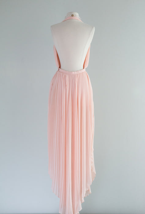 Vintage 1970's Pleated Goddess Evening Dress With Shawl / Small