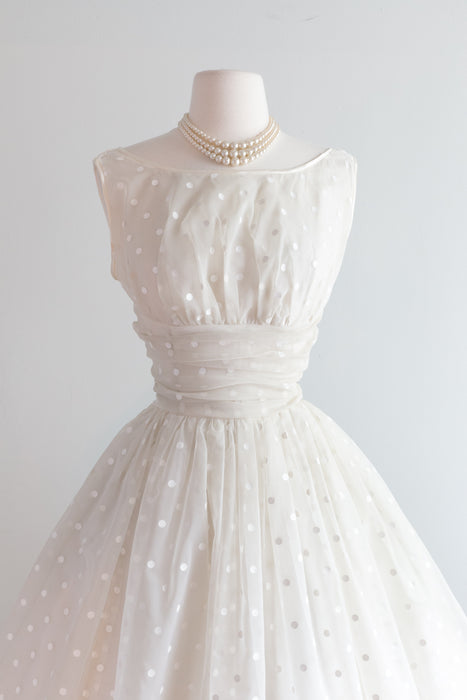 Classic 1950's Polka Dot Party Dress / Small