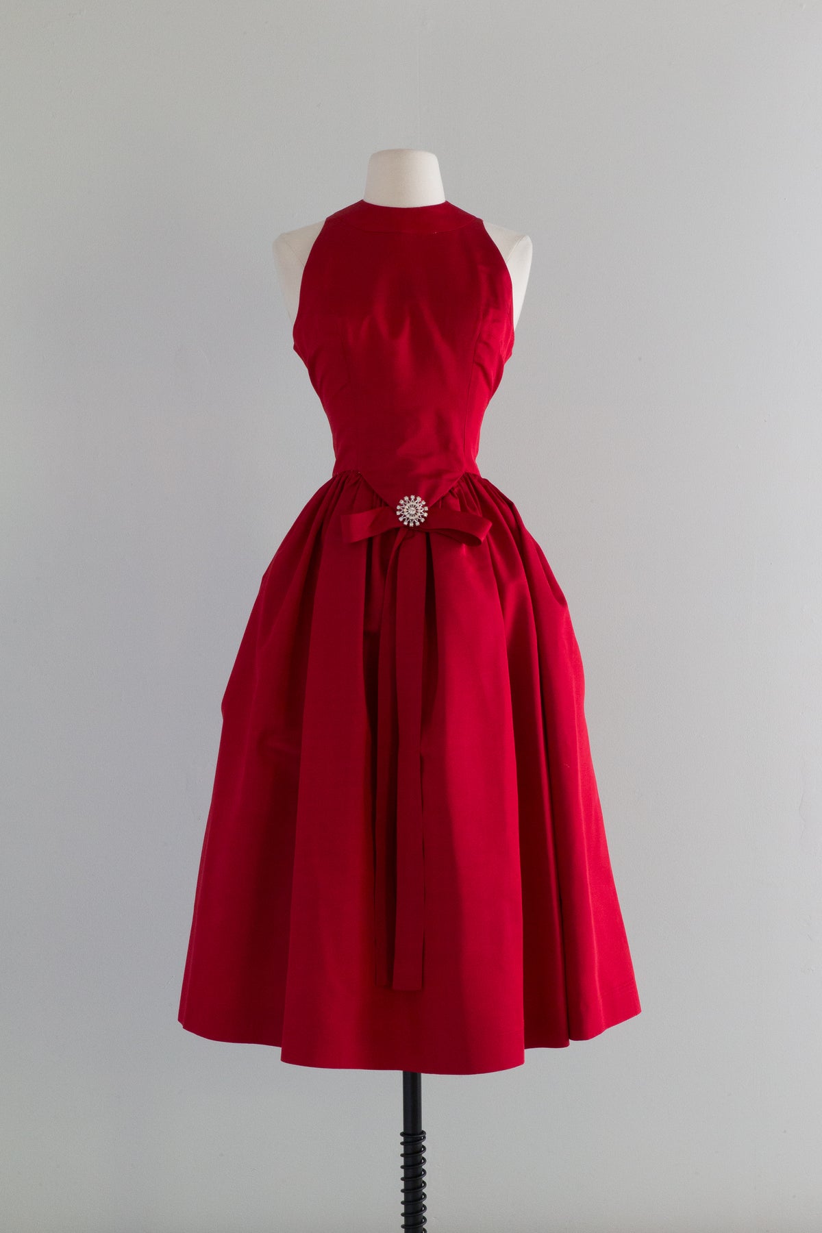 Sublime 1950's Crimson Red Silk Faille Cocktail Dress / SM Xtabay Vintage