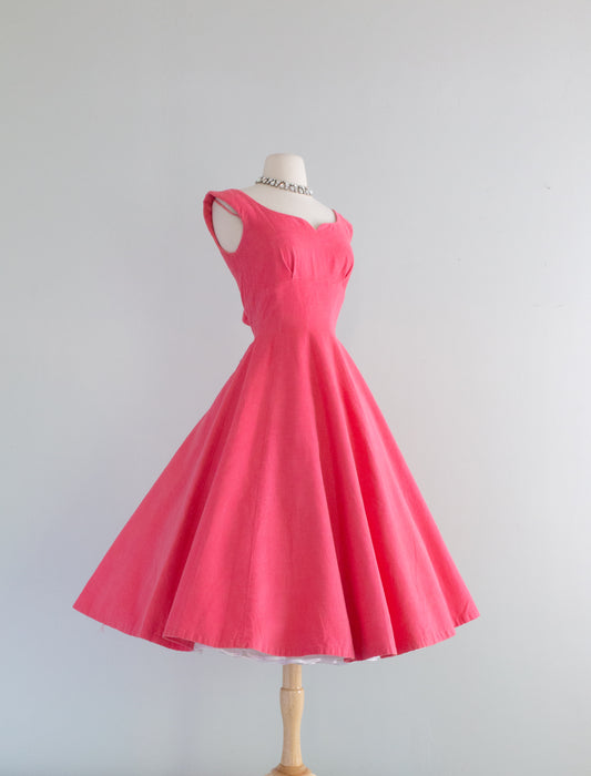 Fabulous 1950's Pink Corduroy Dress "A Jane Parker Junior" / Small Xtabay Vintage Fabulous 1950's Pink Corduroy Dress "A Jane Parker Junior" / Small Xtabay Vintage