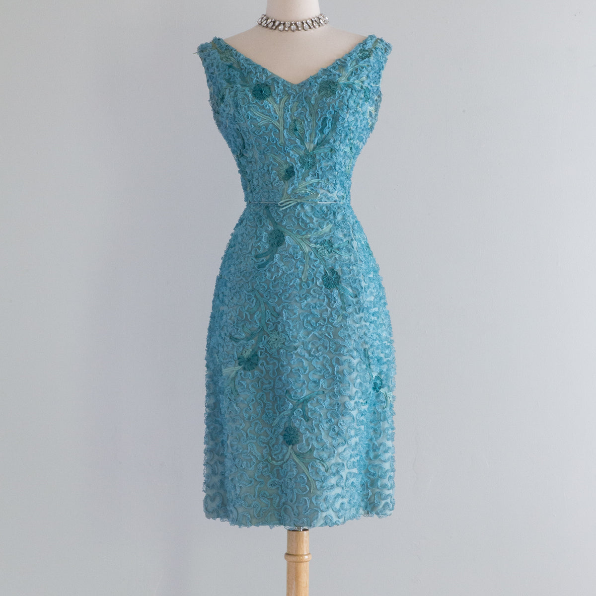 1960s party dress Exquisite 1960's Sara Fredricks Under The Sea Lace Soutache Cocktail Dress  / Med