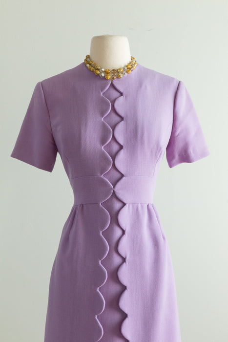 Vintage 1960's Lavender Scalloped Dress By Shannon Rodgers / ML