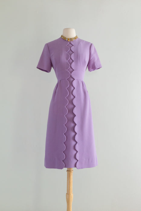 Vintage 1960's Lavender Scalloped Dress By Shannon Rodgers / ML