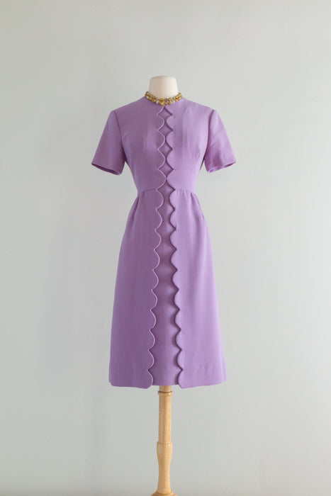 Vintage 1960's Lavender Scalloped Dress By Shannon Rodgers / ML