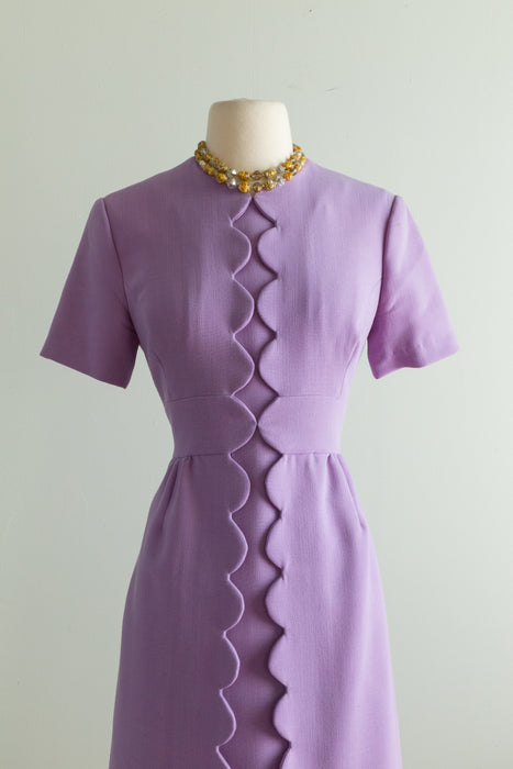 Vintage 1960's Lavender Scalloped Dress By Shannon Rodgers / ML