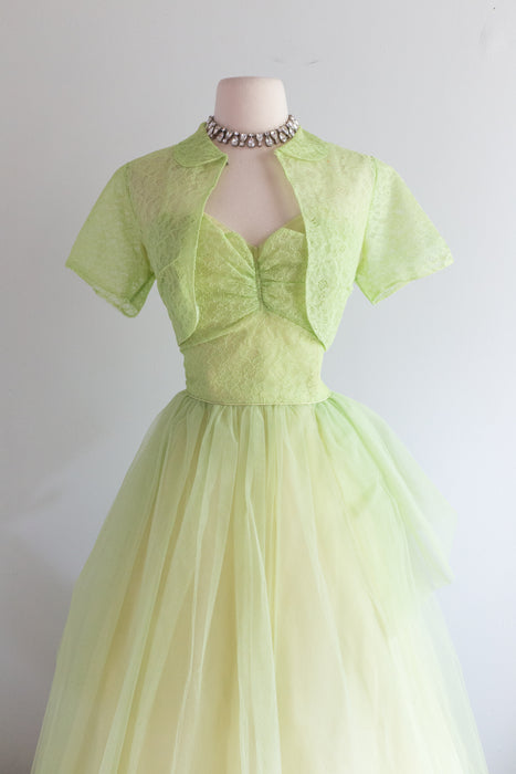 Enchanted 1950's Absinthe Green Tulle Party Dress / M