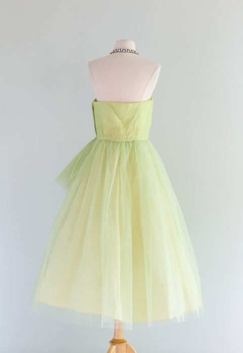 Enchanted 1950's Absinthe Green Tulle Party Dress / M