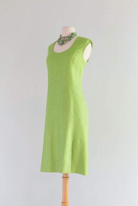 Sleeveless Lime Green Linen Dress Lime Green Sleeveless Shift