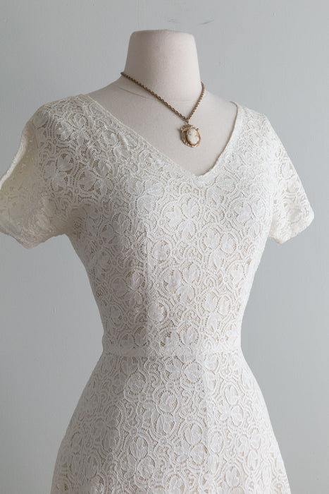 Simply Beautiful 1950's Cotton Lace Dress By Henry Rosenfeld / Small