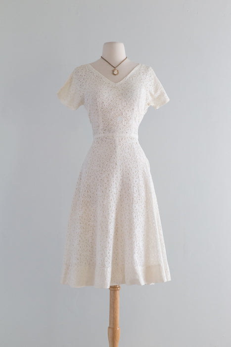 Simply Beautiful 1950's Cotton Lace Dress By Henry Rosenfeld / Small