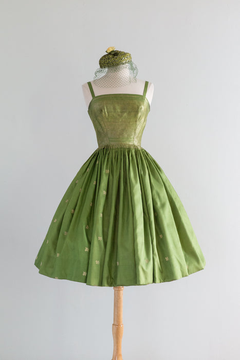 Spectacular 1950's Couture Cocktail Dress in Indian Sari Silk by Jacqueline Belin / XXS