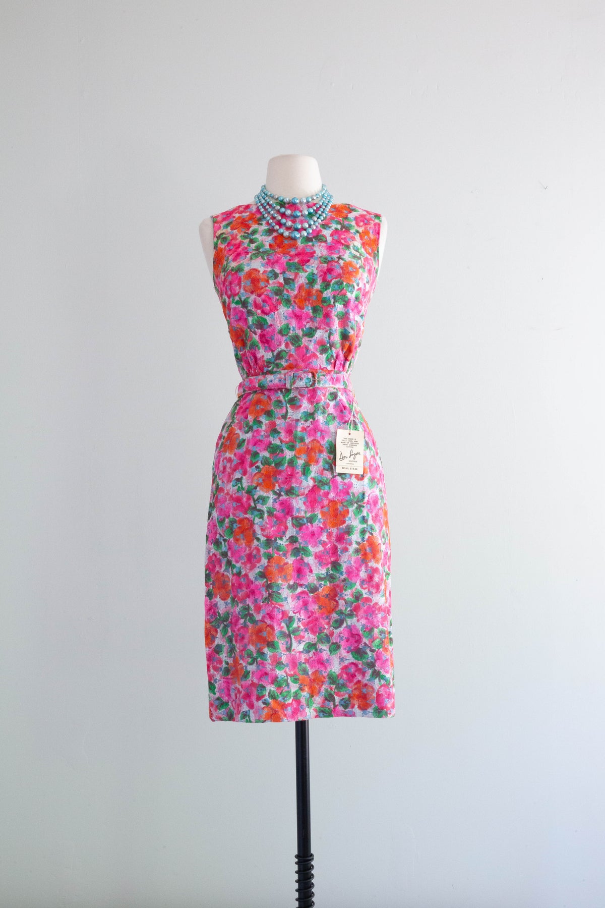 Fabulous NOS Early 1960's Don Loper Floral Lace Cocktail Dress / Extra