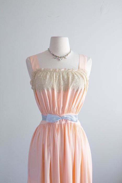 The Prettiest 1930's Rayon Night Gown Slip Dress / SM