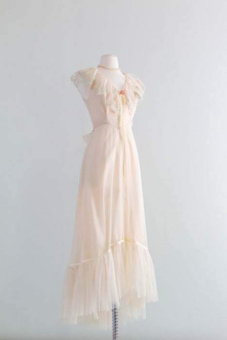 The Romantic 1970's Gunne Sax Style High-Low Wedding Dress / XS