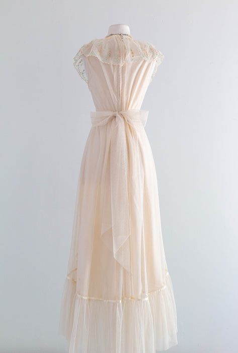 The Romantic 1970's Gunne Sax Style High-Low Wedding Dress / XS