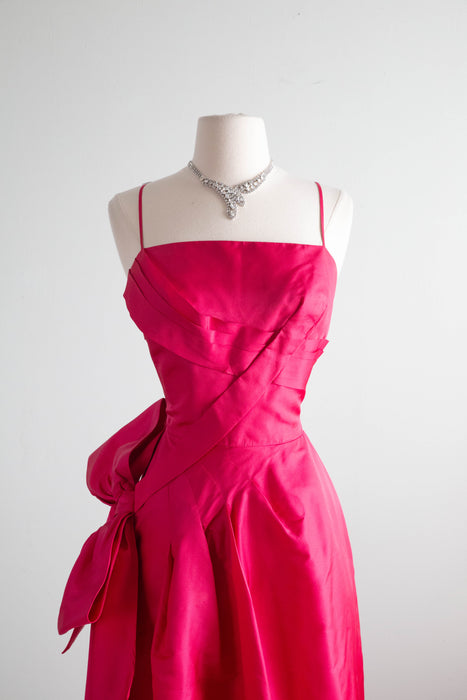 Spectacular 1950’s Frank Starr Camellia Pink Silk Evening Gown / Small