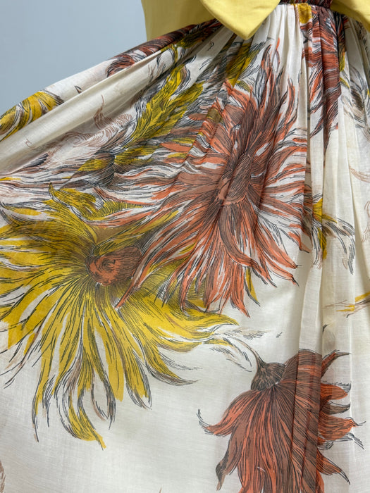 Darling 1950's Dahlia Print Cotton Party Dress From Jacqueline's / S