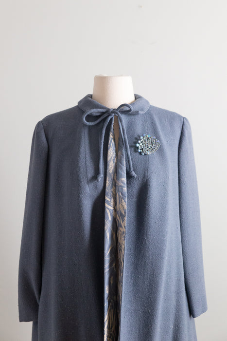 Stunning 1950's Don loper of California Silk Lined Swing Coat in French Blue / SM