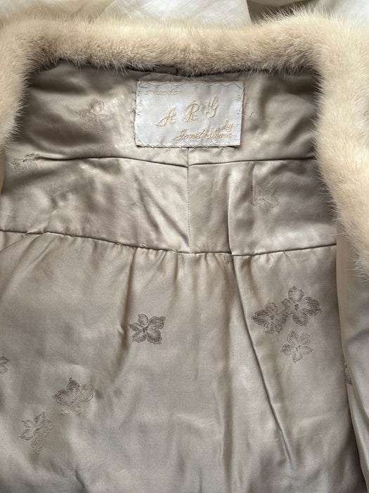 Layaway Final: Exquisite 1960’s Platinum Blond Mink Jacket With Opalescent Buttons / M