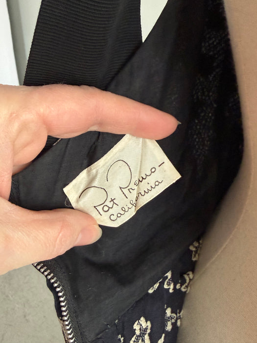 Stunning 1950's Pat Premo Navy Blue Embroidered Halter Dress / XS