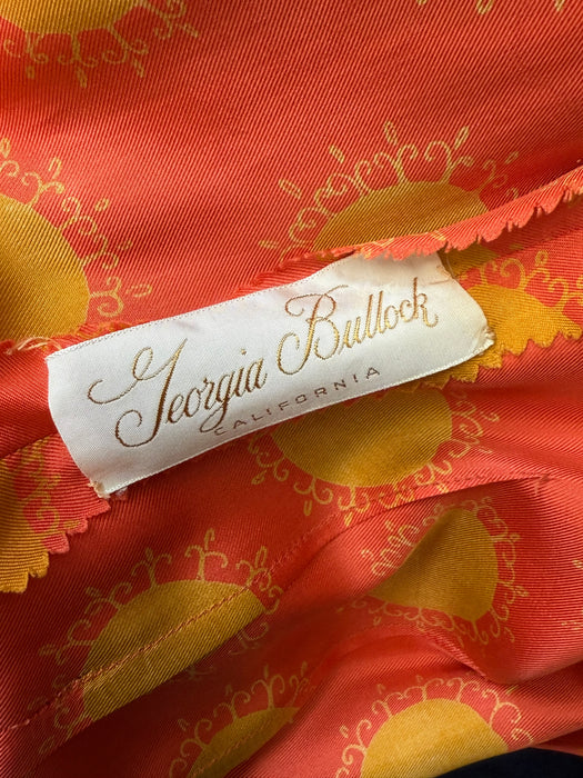 Fabulous 1950’s Autumn Sun Silk Dress By Georgia Bullock / M