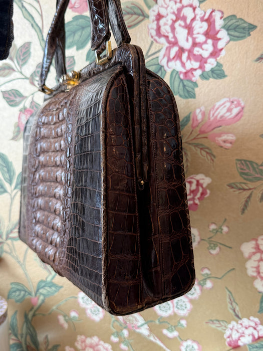 Gorgeous 1950's Genuine Crocodile Handbag, c. 1950s