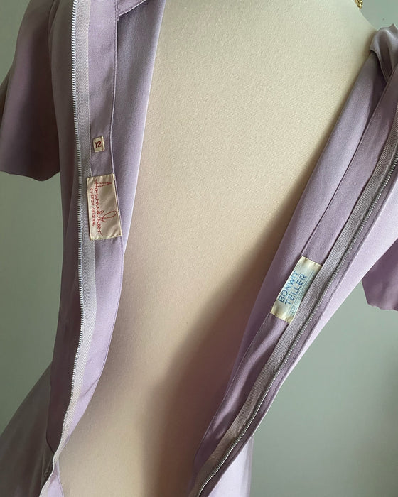Rare 1940's Lavender Rayon Dress by Hollywood Designer Howard Greer / Small