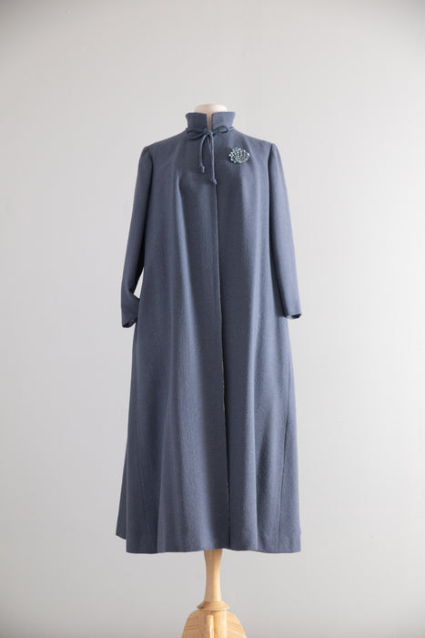 Stunning 1950's Don loper of California Silk Lined Swing Coat in French Blue / SM