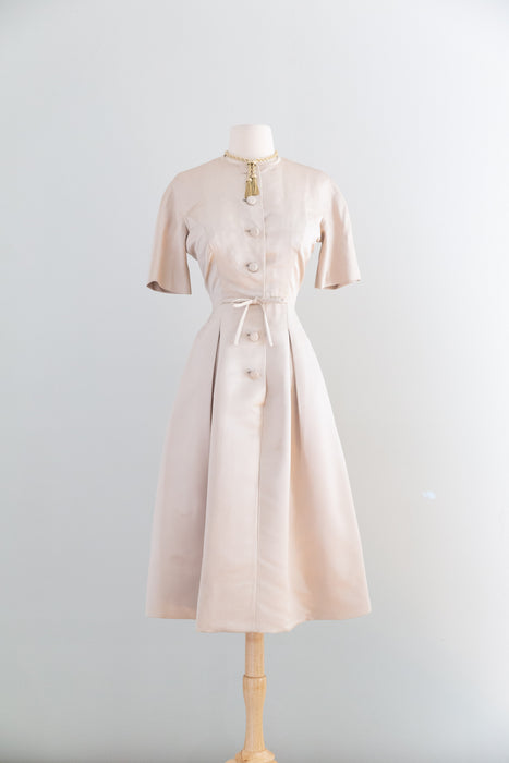 Fabulous Late 1950’s Cashmere Coat and Matching Silk Dress Set / SM