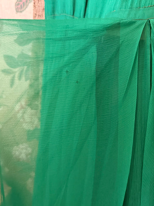 Ethereal 1950's Emerald Green Silk Chiffon Couture Cocktail Dress / S