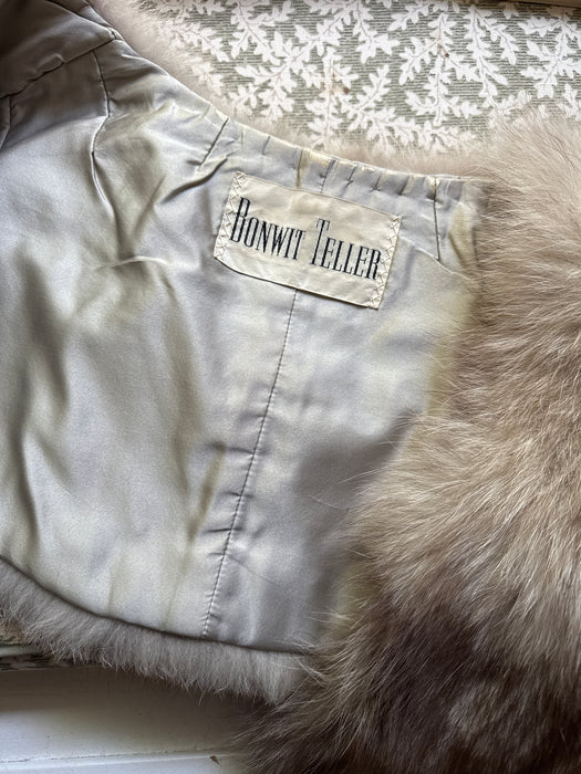 Glamorous 1950's Norwegian Silver Fox Fur Wrap From Bonwit Teller / OS