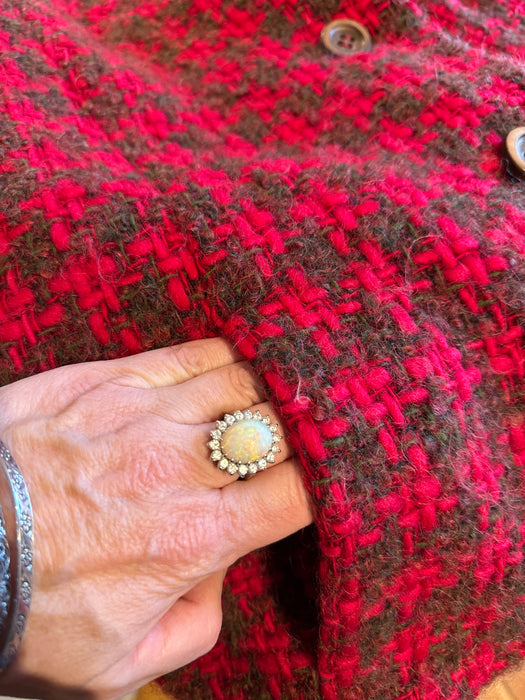 Gorgeous 1960's Crimson & Cocoa Wool Boucle' Jacket / M