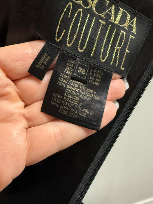 Stunning 1980s Escada Couture Black Harlequin Evening Gown / SM