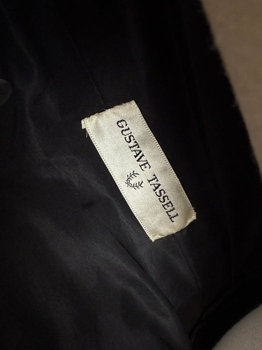 Exquisite Late 1950's Gustave Tassell Black Silk Taffeta Couture Cocktail Dress / S
