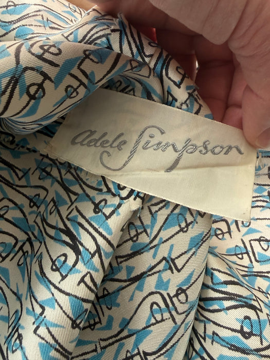 Rare 1940's Adele Simpson Picasso Inspired Abstract Face Print Dress / M
