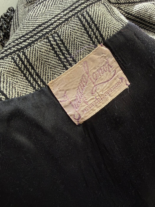Sharp 1940's Wool Pin Striped Suit By Jacques Lenox / S