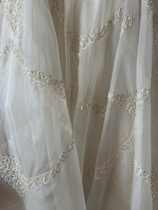 Stunning Late 1950's Ivory Emma Domb Chiffon Wedding Dress / Small