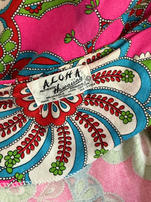 Iconic 1960's Bold Hot Pink Psychedelic Kaleidoscope Shift With Pockets / ML