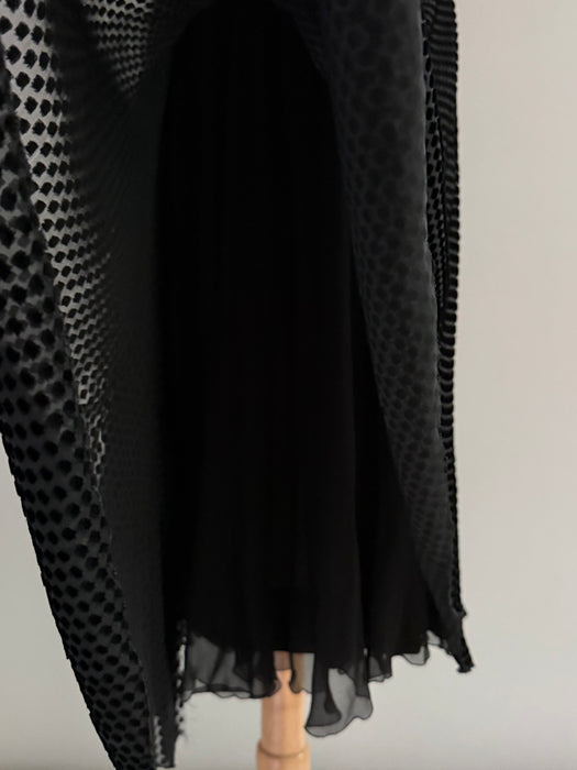 Divine 1950's Helen Rose Black Devore Velvet Cocktail Dress / SM