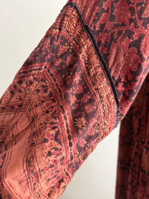 Fabulous 1970s Indian Block Print Cotton Gauze Dress / Small
