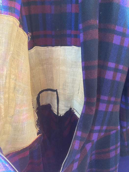 Early 1950's Jewel Tone Plaid Anne Fogarty New Look Wool Winter Dress /  Medium