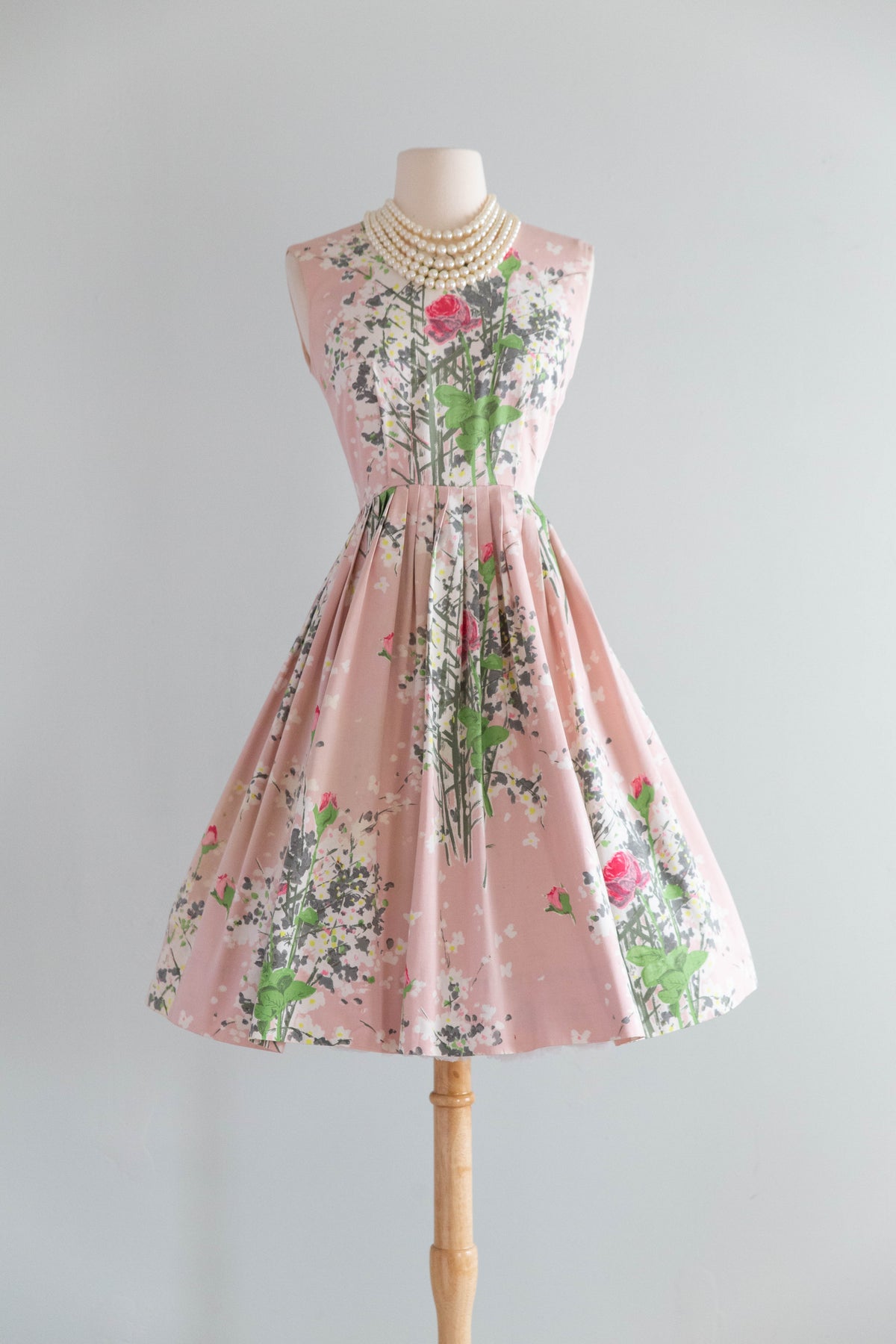 cotton garden party dress Painterly Floral in Polished From the Early – Xtabay Vintage May Queen Mq1854 Women's vineyard gathering Edit:SLL COLOR:Red