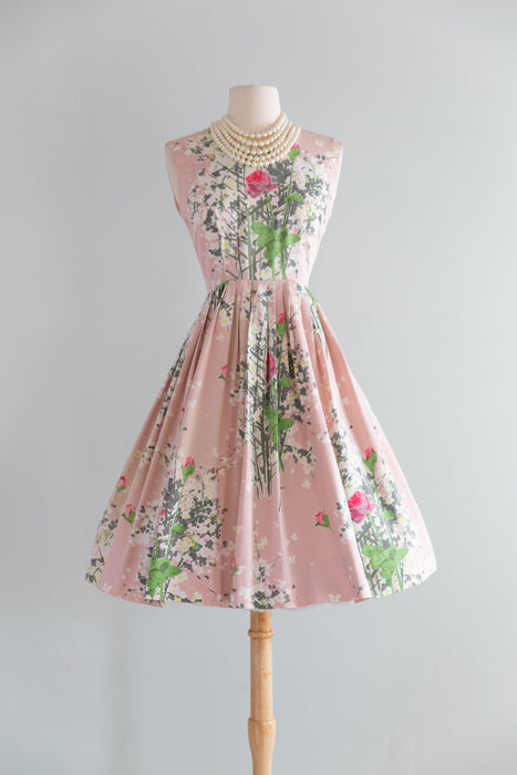 strapless open back dress Painterly Floral Garden Party Dress in Polished Cotton From the Early –  Xtabay Vintage
